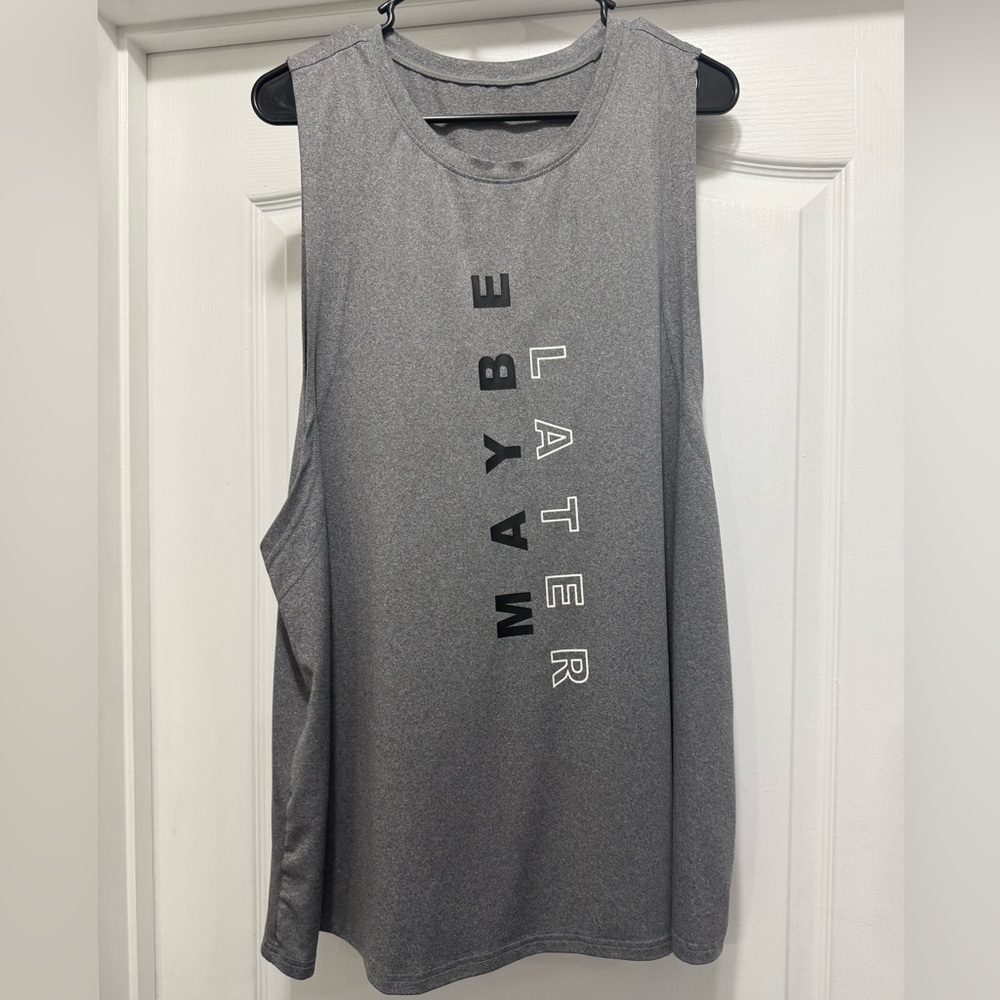 Gray Sleeveless Graphic Tank Top